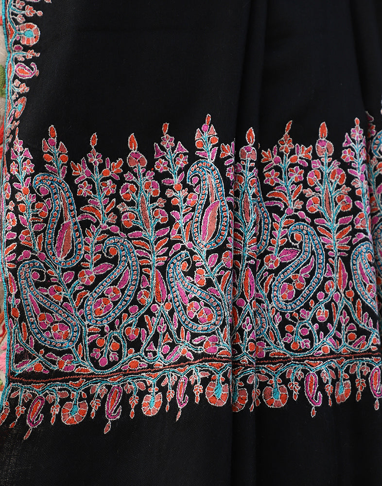 Badaam Border Doordaar Pashmina Shawl - KashmirBox.com