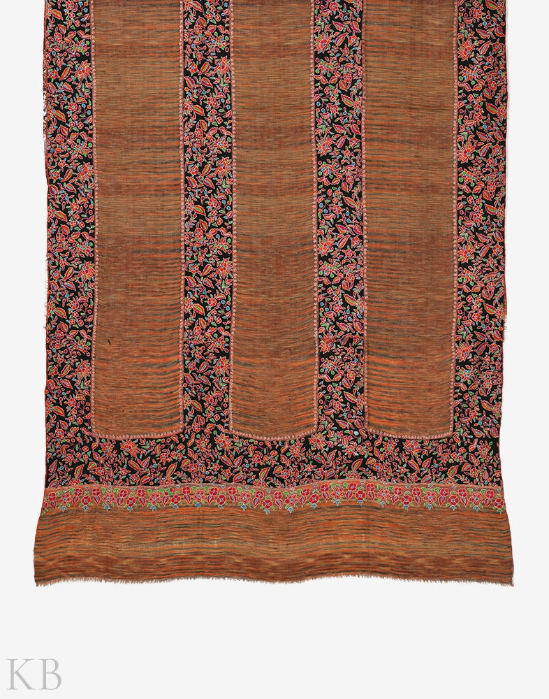 Multicolored Ikkat Embroidered Cashmere Shawl - Kashmir Box