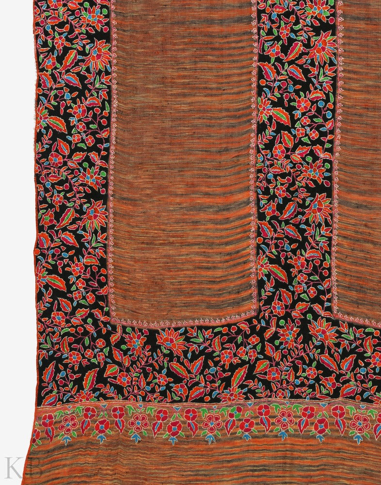 Multicolored Ikkat Embroidered Cashmere Shawl - Kashmir Box