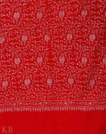 Scarlet Embroidered Pashmina Stole - Kashmir Box