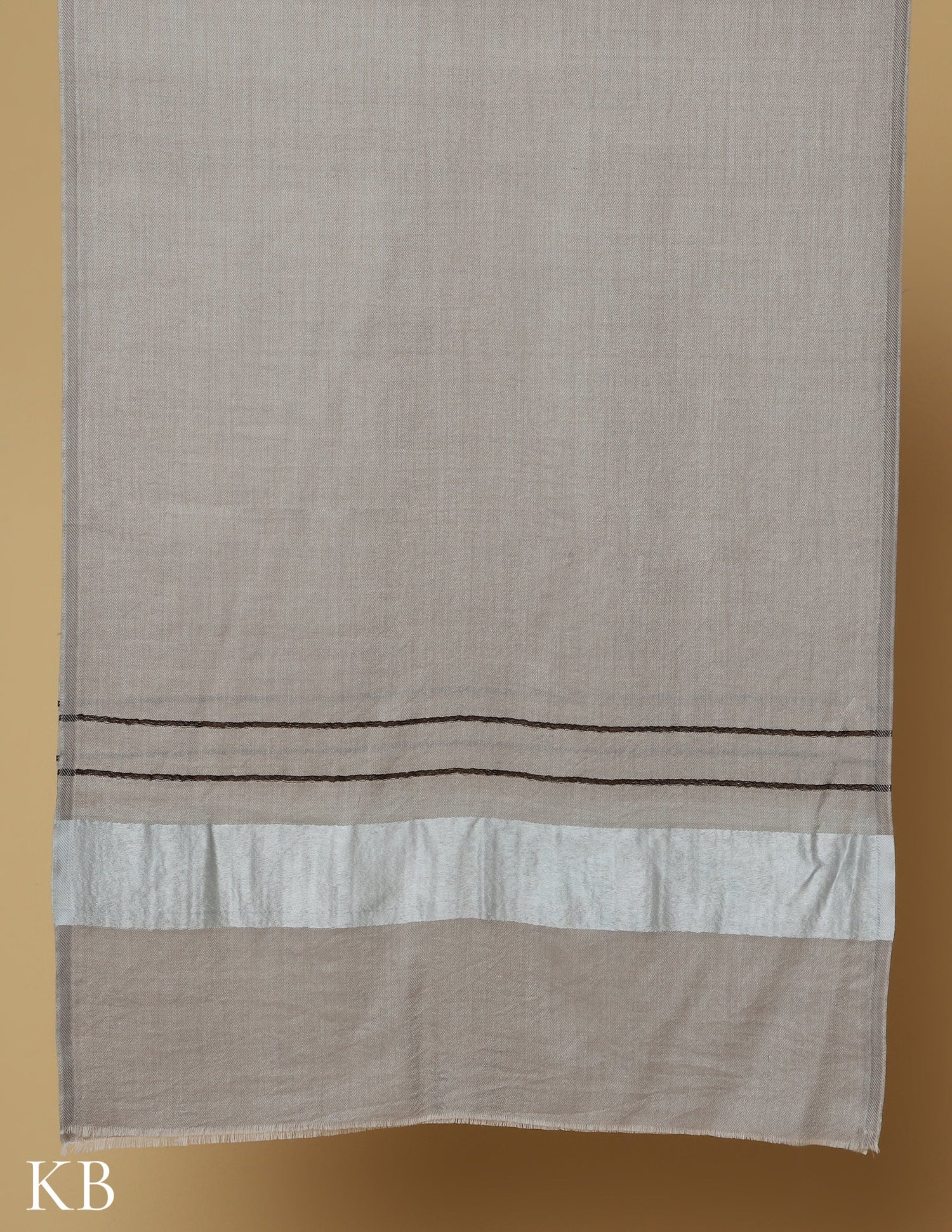 Cool Grey Silk Palla Stole - Kashmir Box