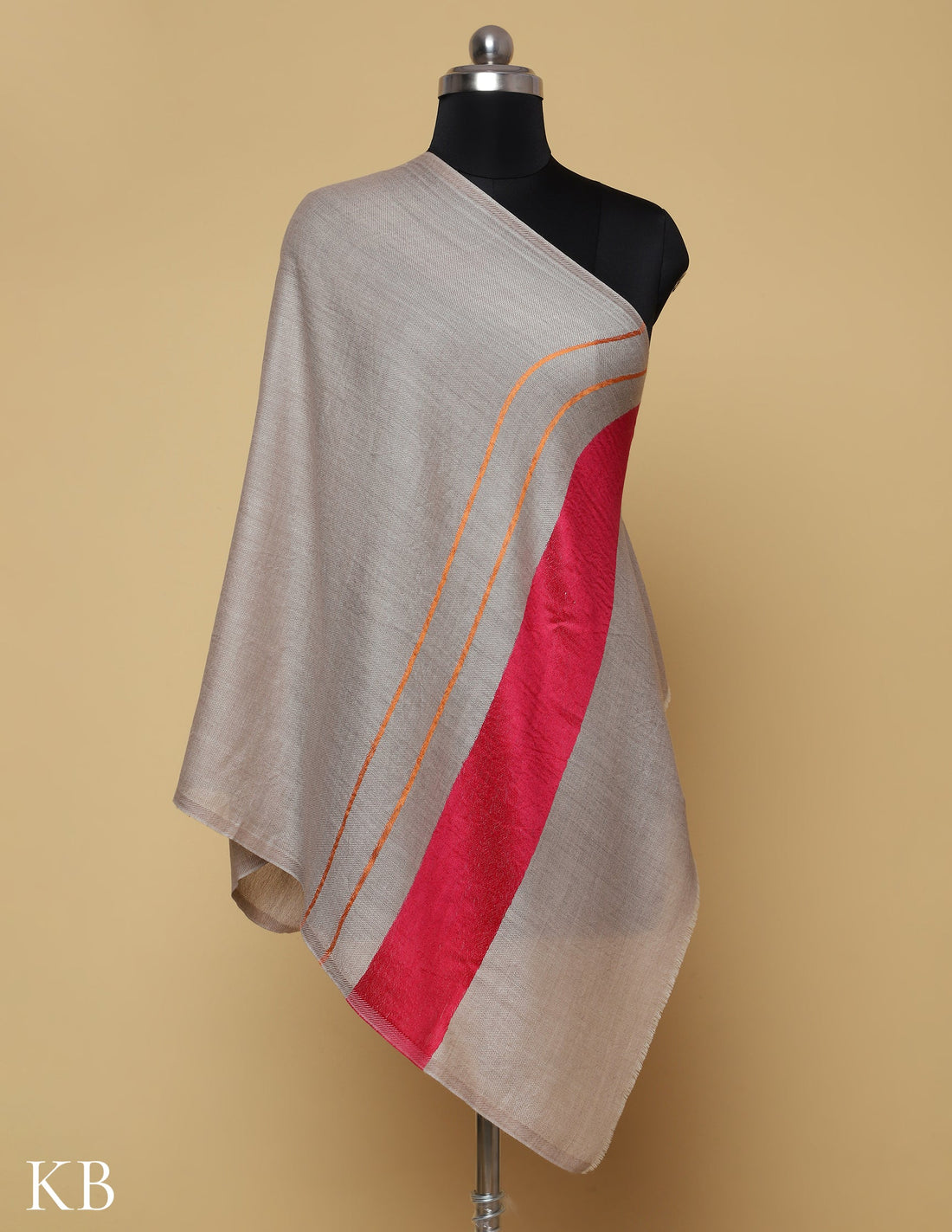 Fawn Silk Palla Stole - Kashmir Box