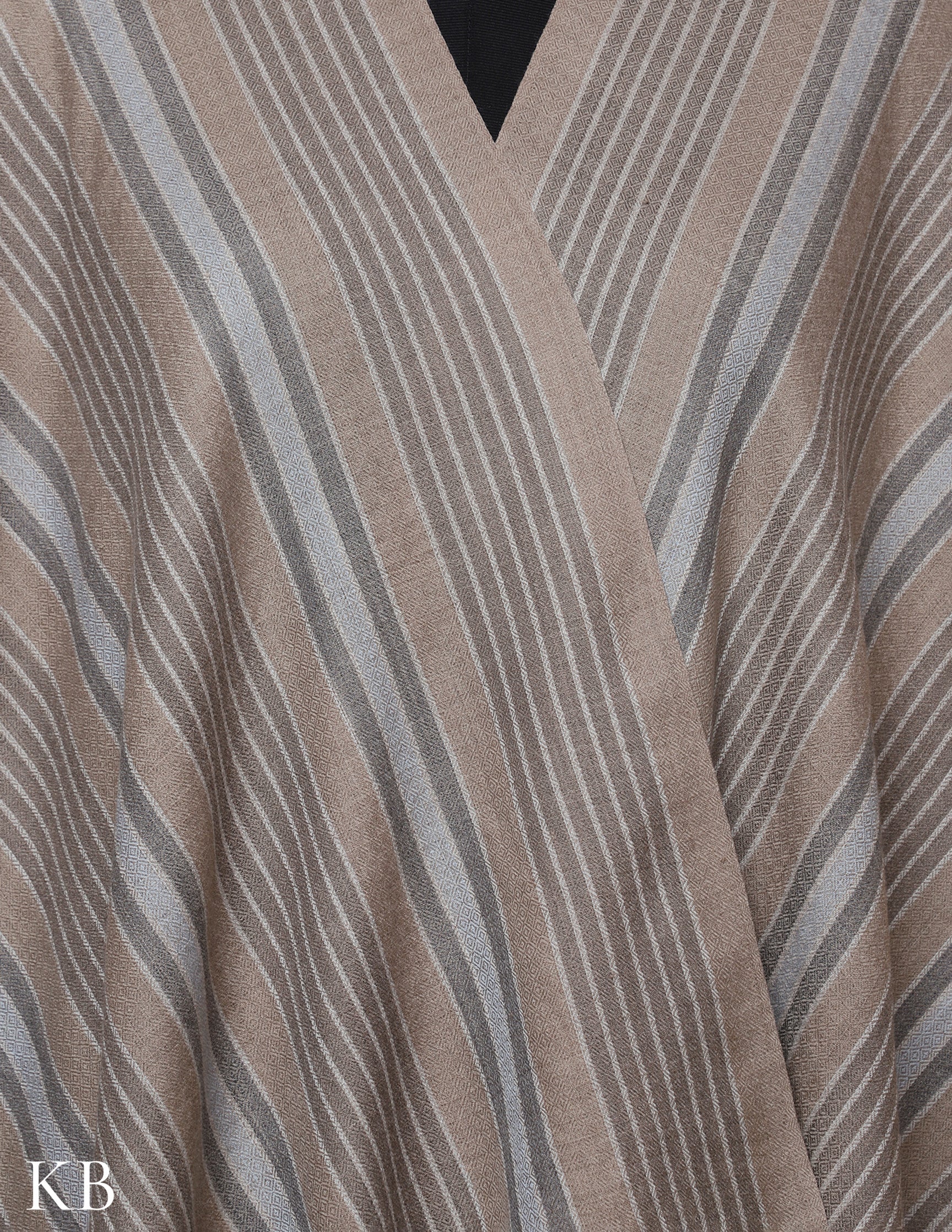 Natural Striped Stole - Kashmir Box