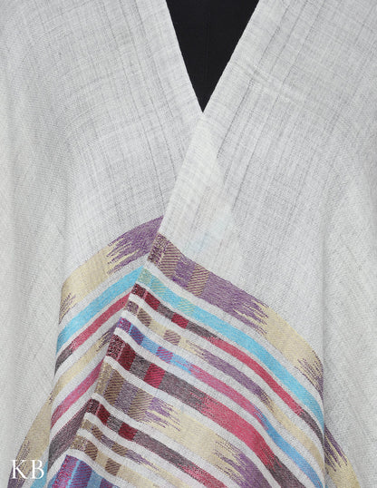 Off white Silk Multi Striped Stole - Kashmir Box