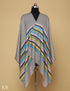 Silver Grey Silk Multi Striped Stole - Kashmir Box