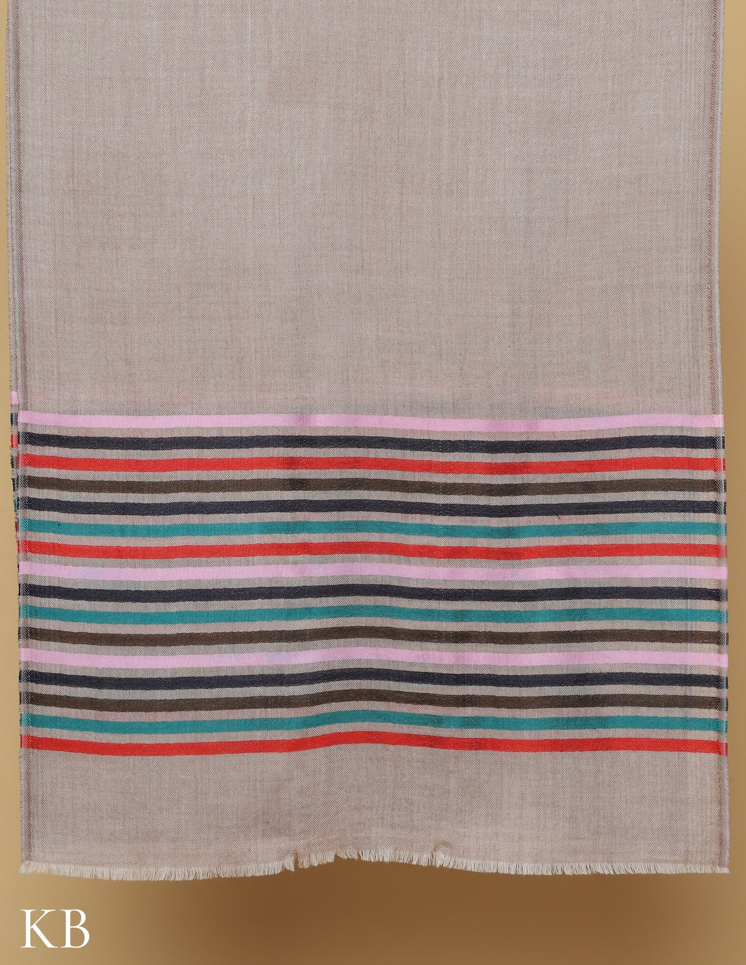 Pastel Khaki Silk Multi Striped Stole - Kashmir Box