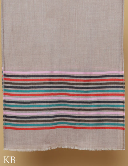 Pastel Khaki Silk Multi Striped Stole - Kashmir Box