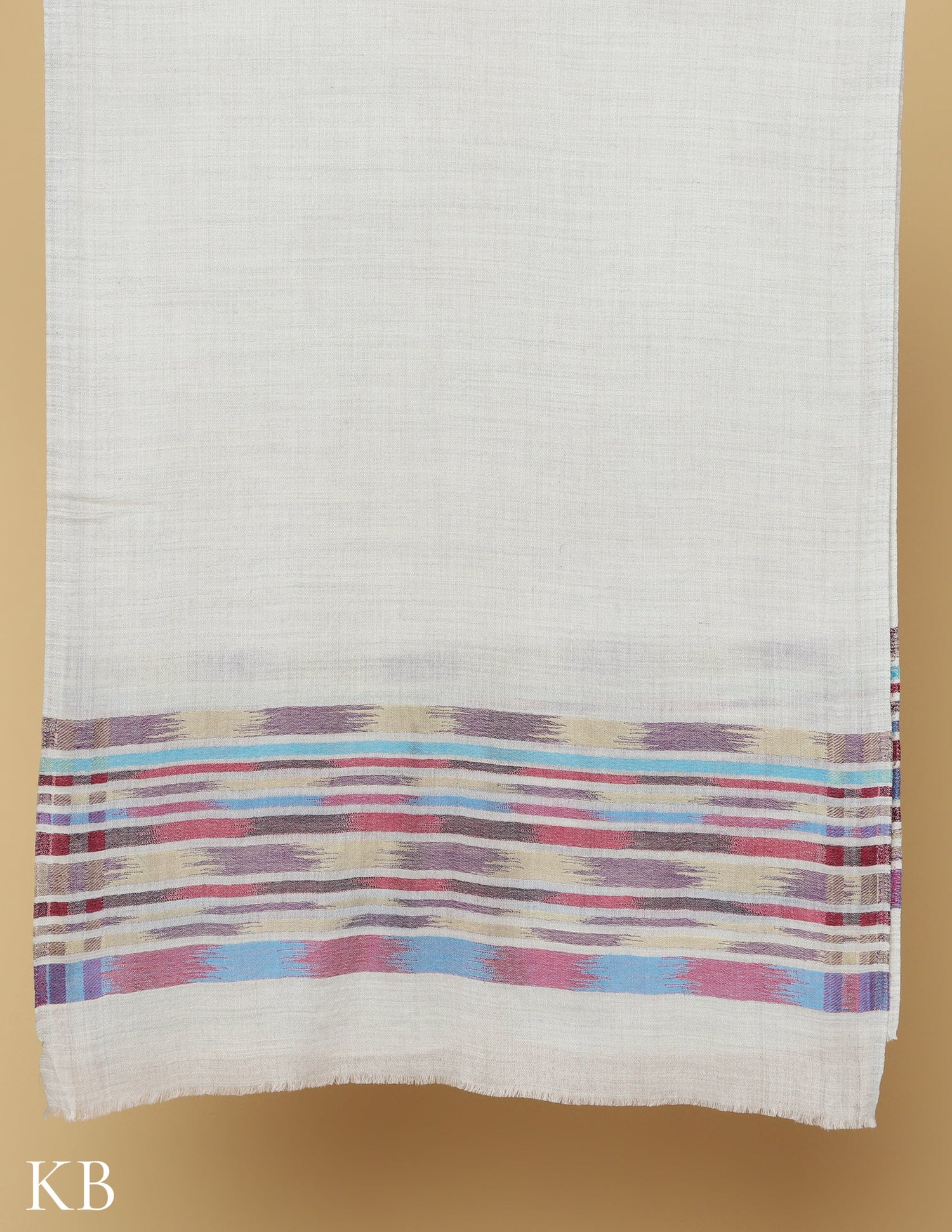 Off white Silk Multi Striped Stole - Kashmir Box