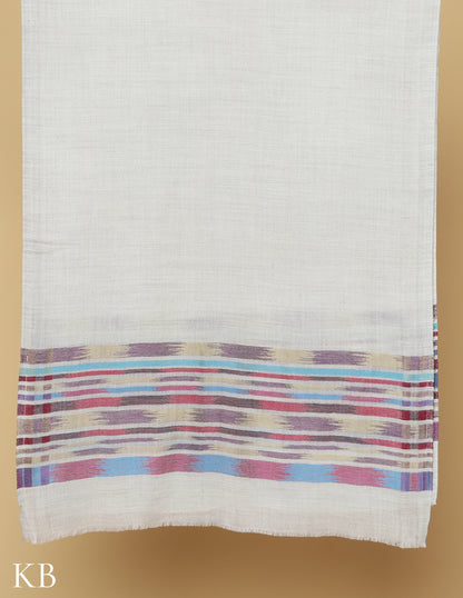 Off white Silk Multi Striped Stole - Kashmir Box