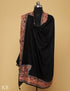 Black Sozni Zari Palla Embroidered Polywool Shawl - Kashmir Box