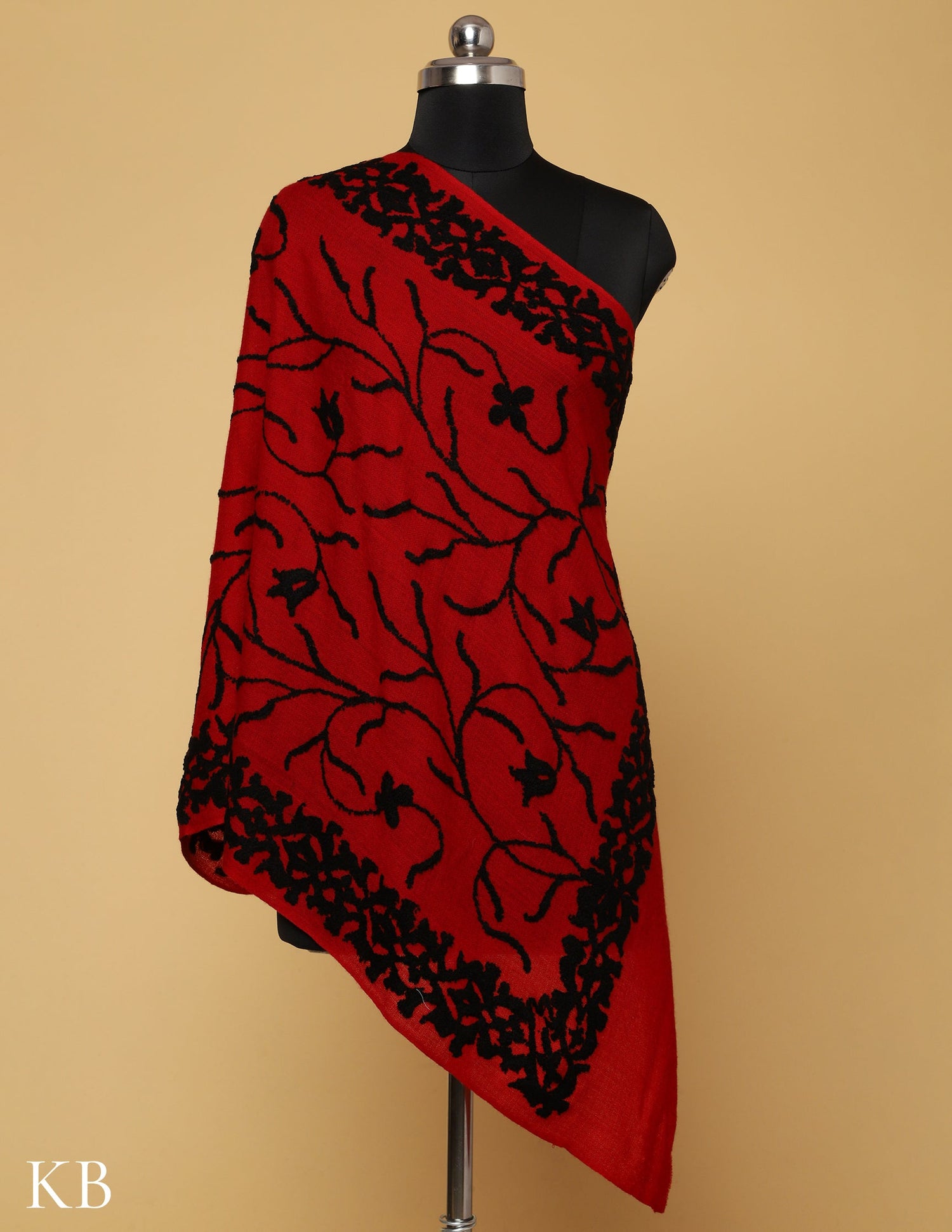 Savvy Red Towel Stole - Kashmir Box