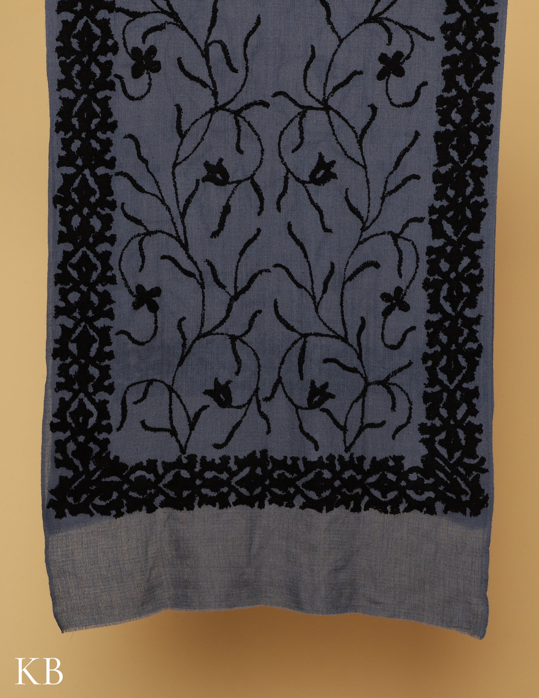 Smoky Blue Towel Stole - Kashmir Box