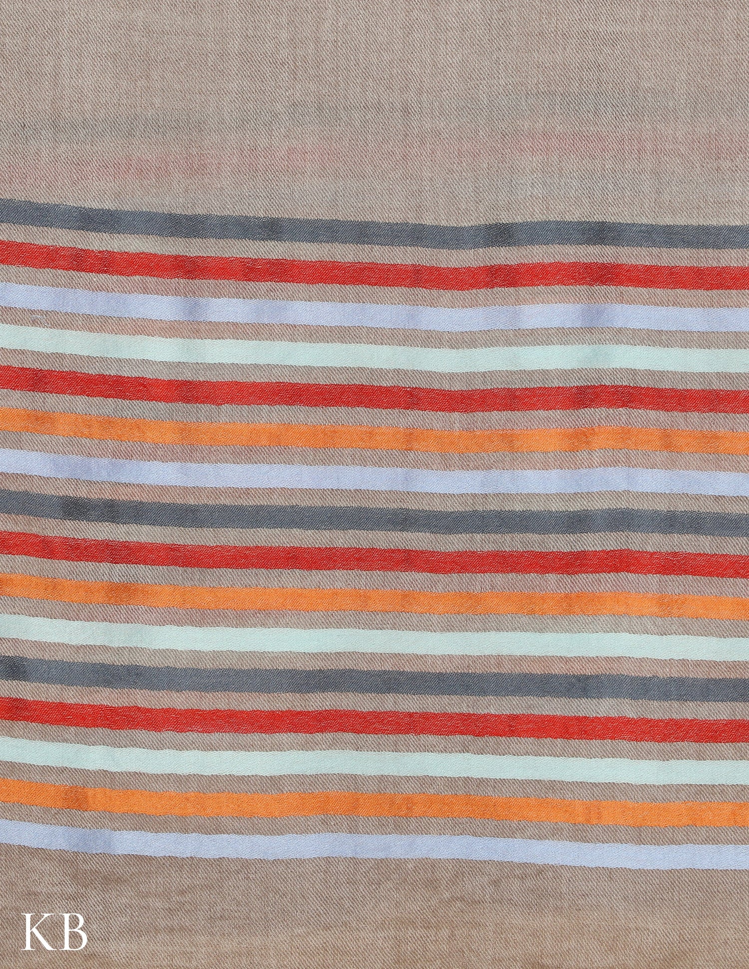 Pastel Grey Silk Multi Striped Stole - Kashmir Box