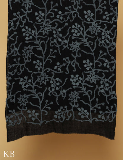 Jet Black Towel Stole - Kashmir Box