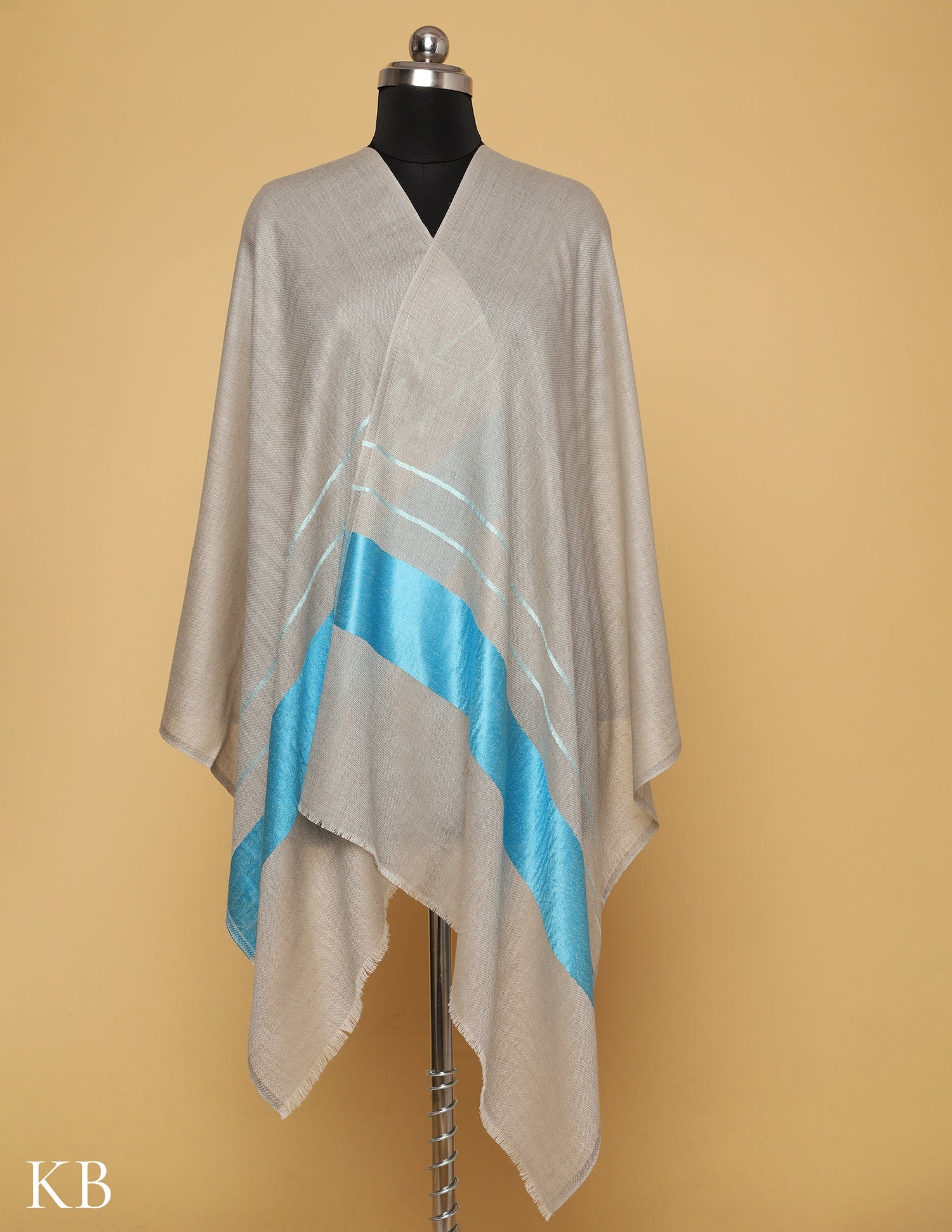 Grey  Silk Palla Stole - Kashmir Box