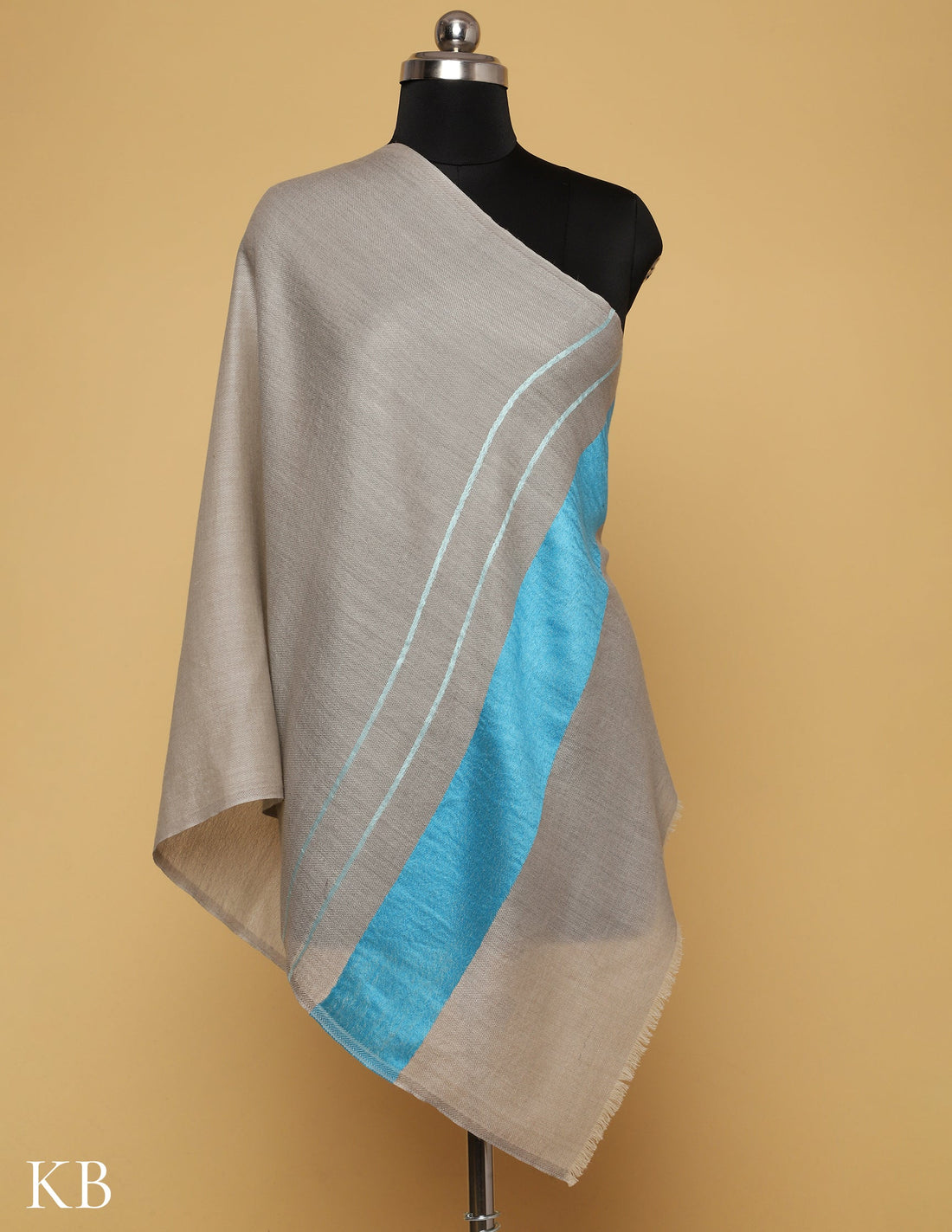 Grey  Silk Palla Stole - Kashmir Box