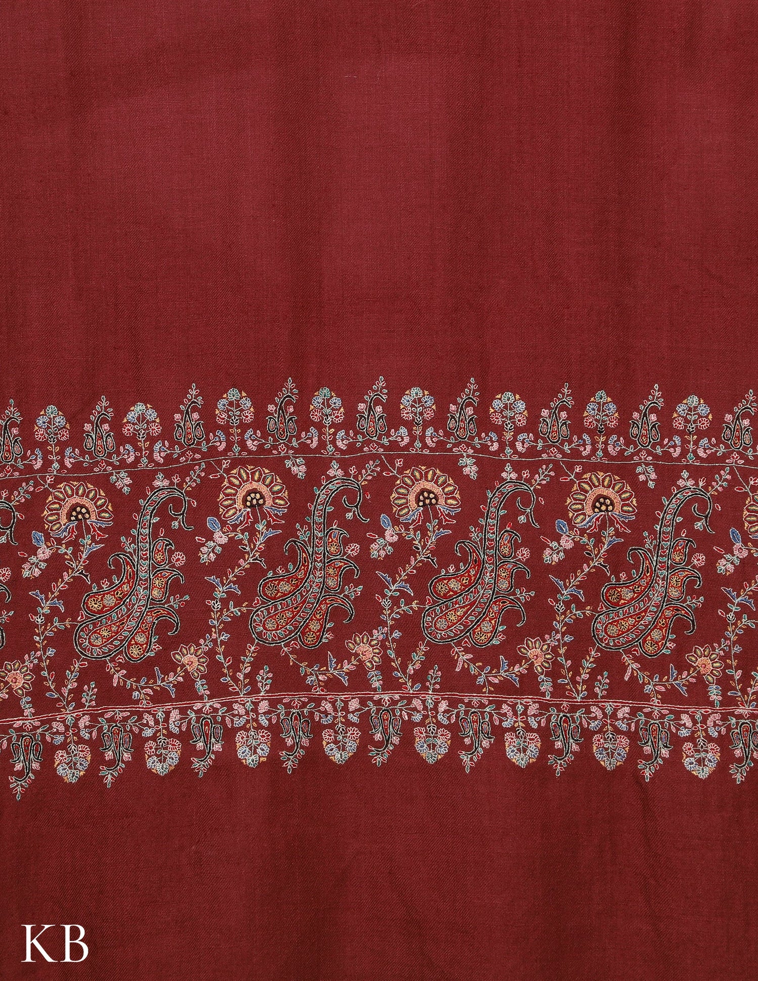 Rosewood Sozni Embroidered GI Pashmina Shawl - Kashmir Box