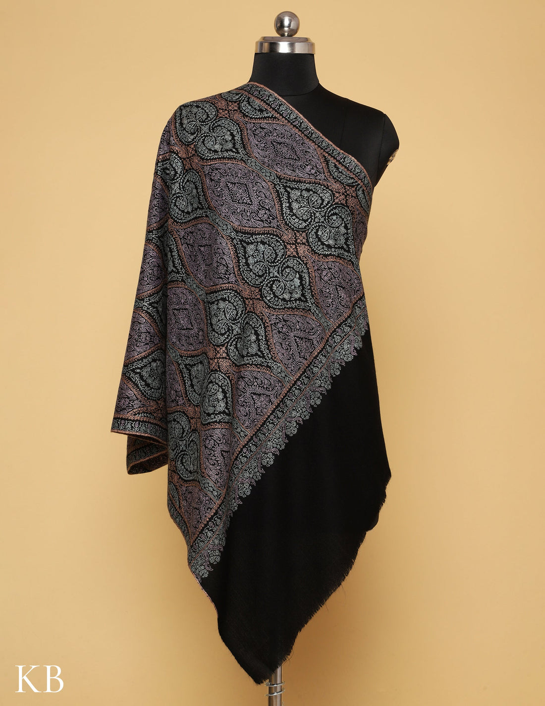 Blackpearl Sozni Embroidered Pure Pashmina Stole - Kashmir Box