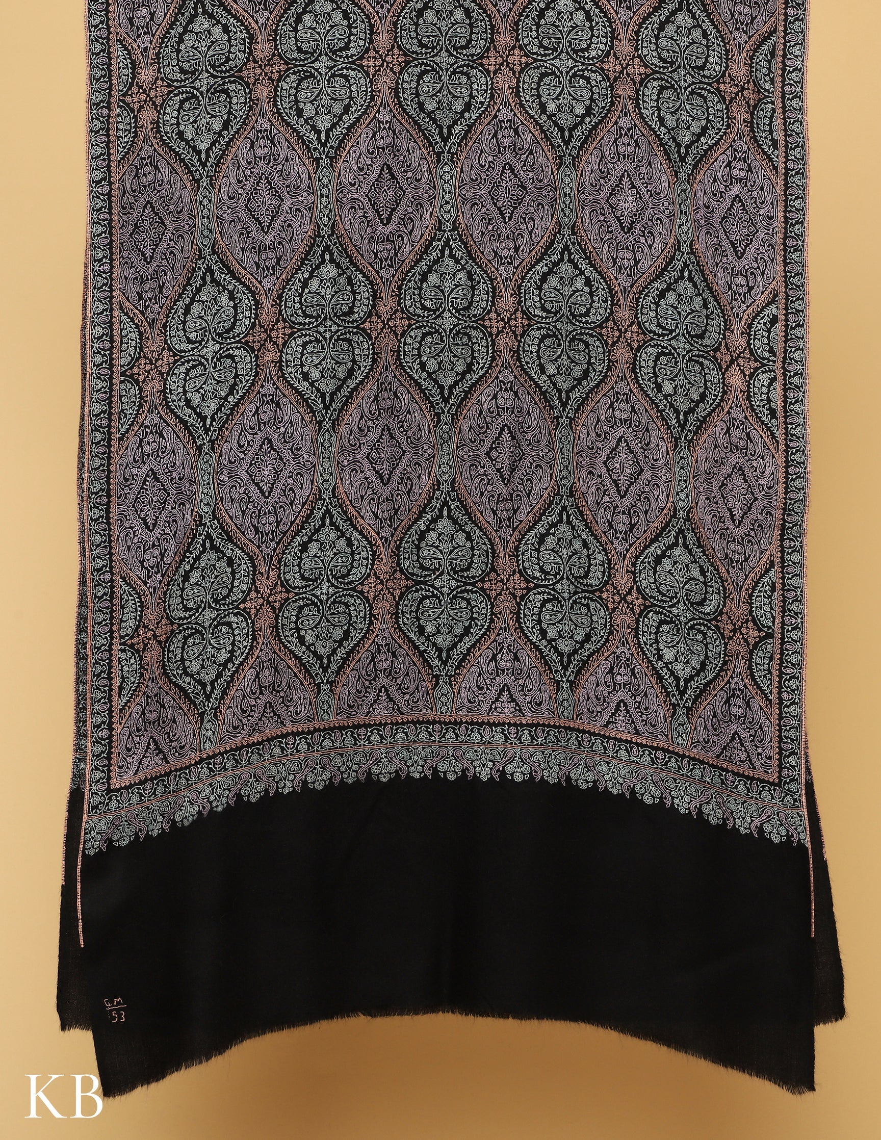 Blackpearl Sozni Embroidered Pure Pashmina Stole - Kashmir Box