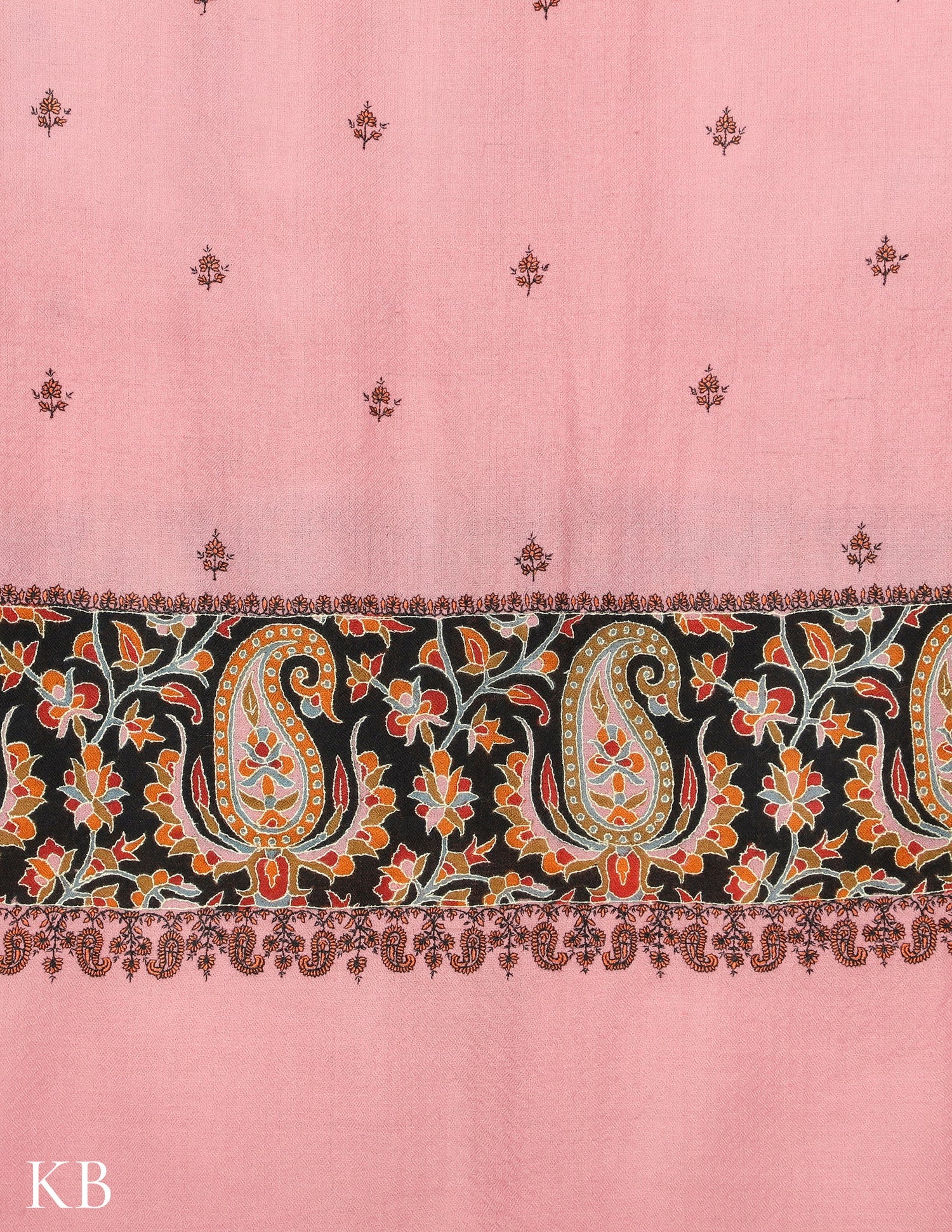 Chic Pink Sozni Embroidered Pure Pashmina Stole - Kashmir Box