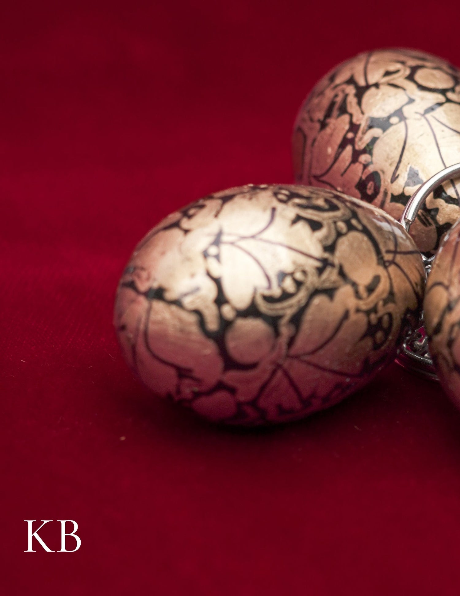 Kashmiri Papier Mâché Key Chain Set (3 pcs) – Hand-Painted Golden Floral | Artisan-Made | Handcrafted Heritage