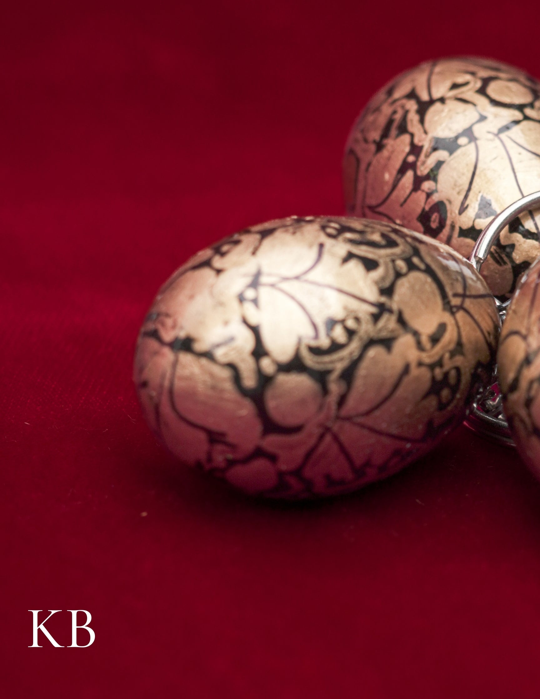 Kashmiri Papier Mâché Key Chain Set (3 pcs) – Hand-Painted Golden Floral | Artisan-Made | Handcrafted Heritage