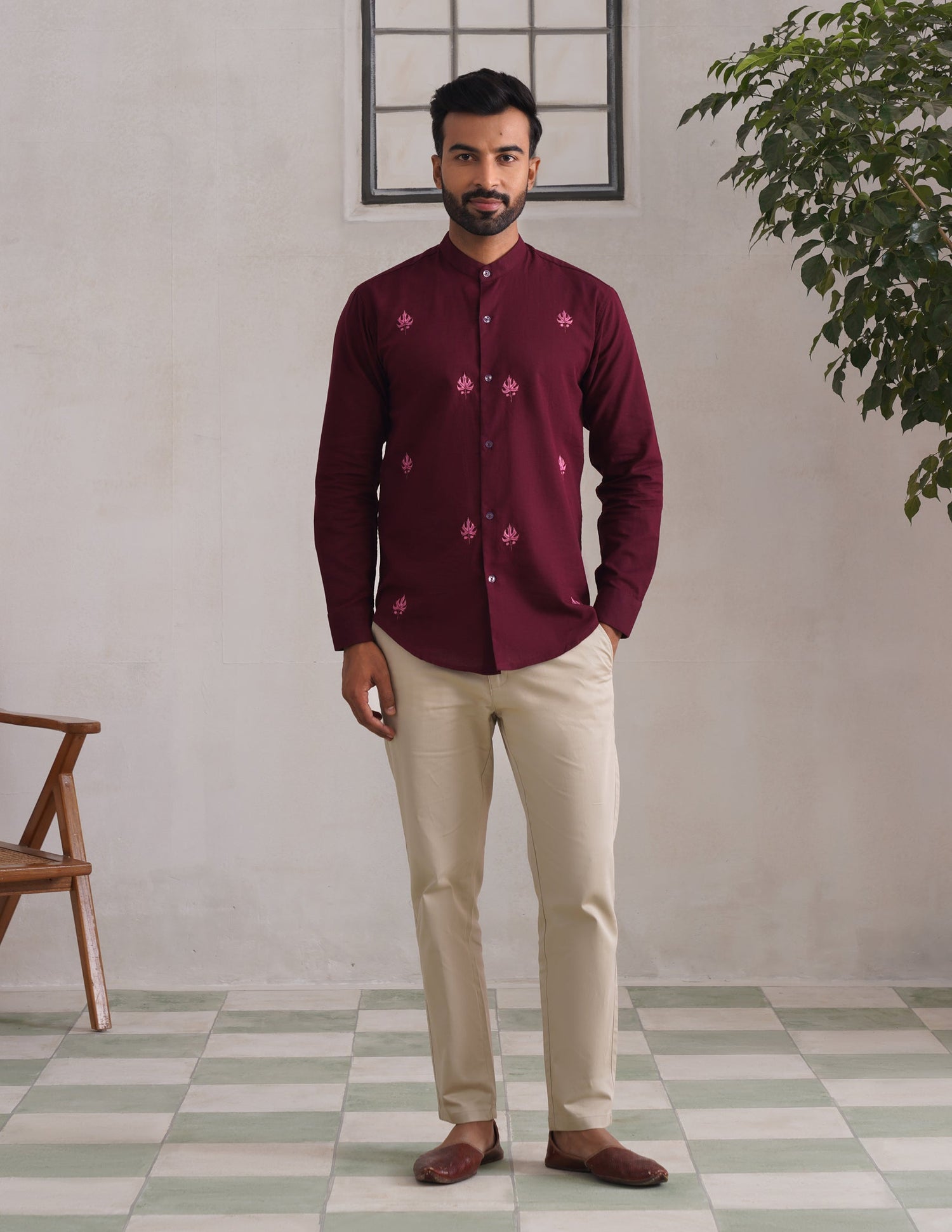 Chinar Motif Design Sozni Embroidered Men&