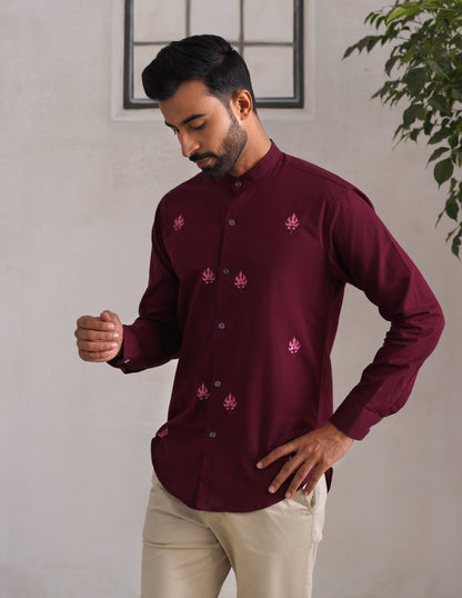 Chinar Motif Design Sozni Embroidered Men&