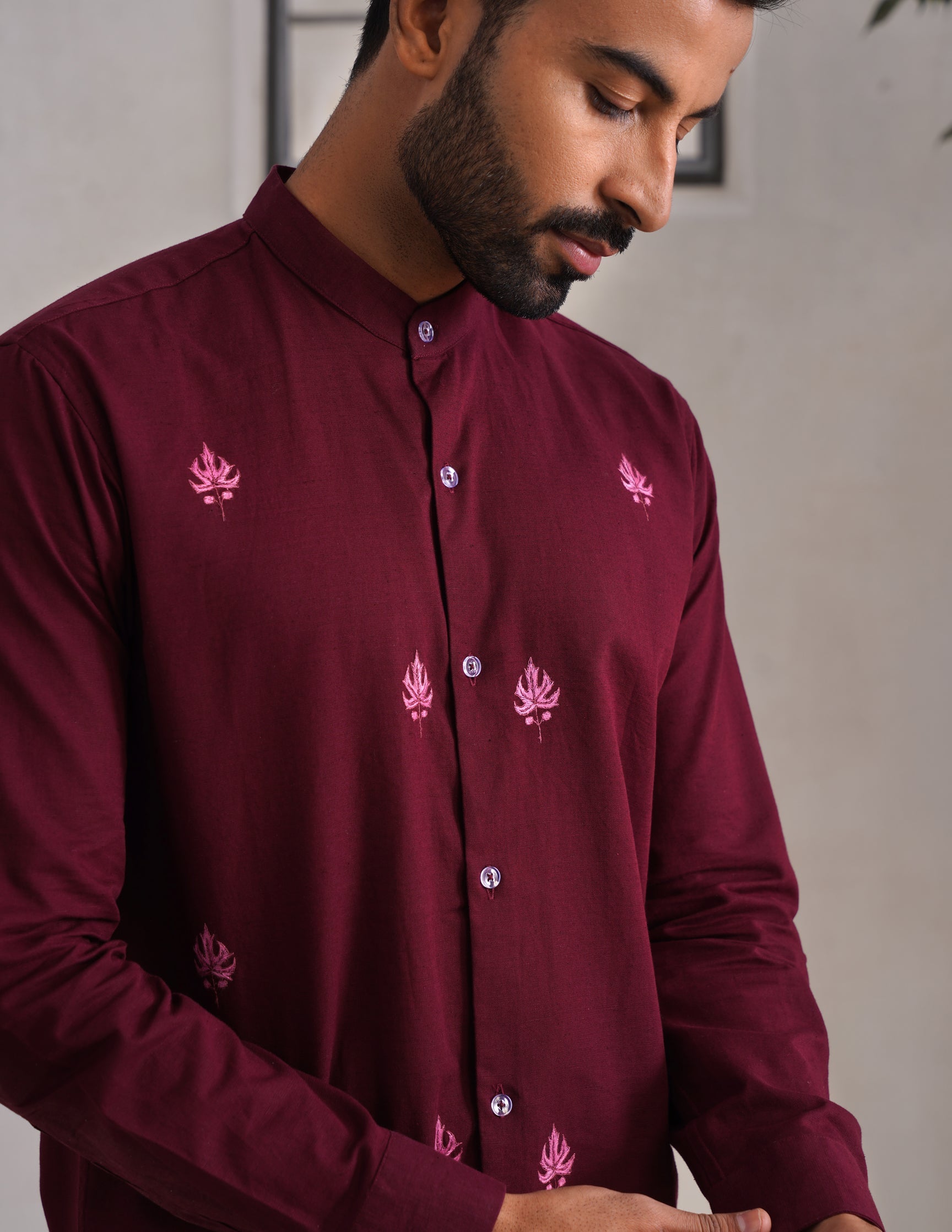 Chinar Motif Design Sozni Embroidered Men&