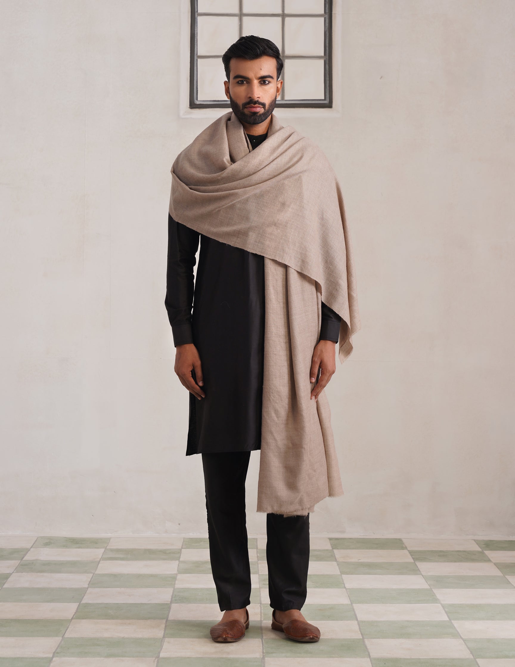 Solid Pashmina Natural Shawl – Natural