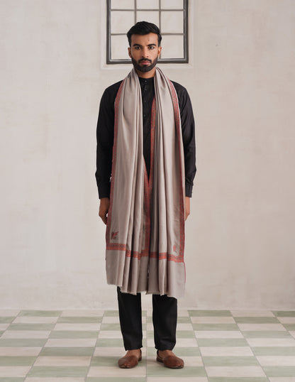 Haashidar Pashmina Shawl – Natural (Multicolour Sozni)