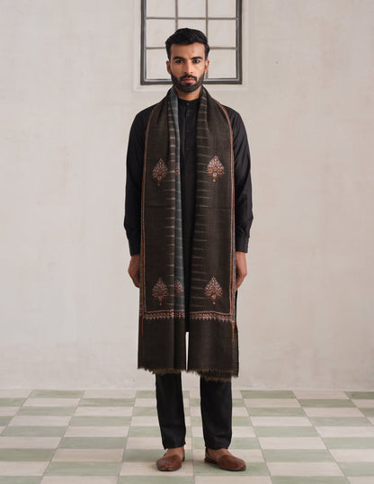 Bootidar Ikkat Design Sozni Pashmina Shawl – Multicolour