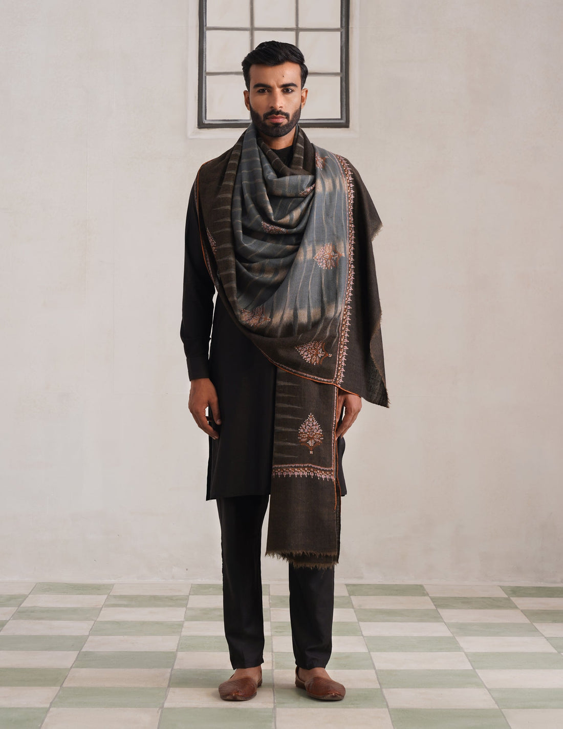 Bootidar Ikkat Design Sozni Pashmina Men&