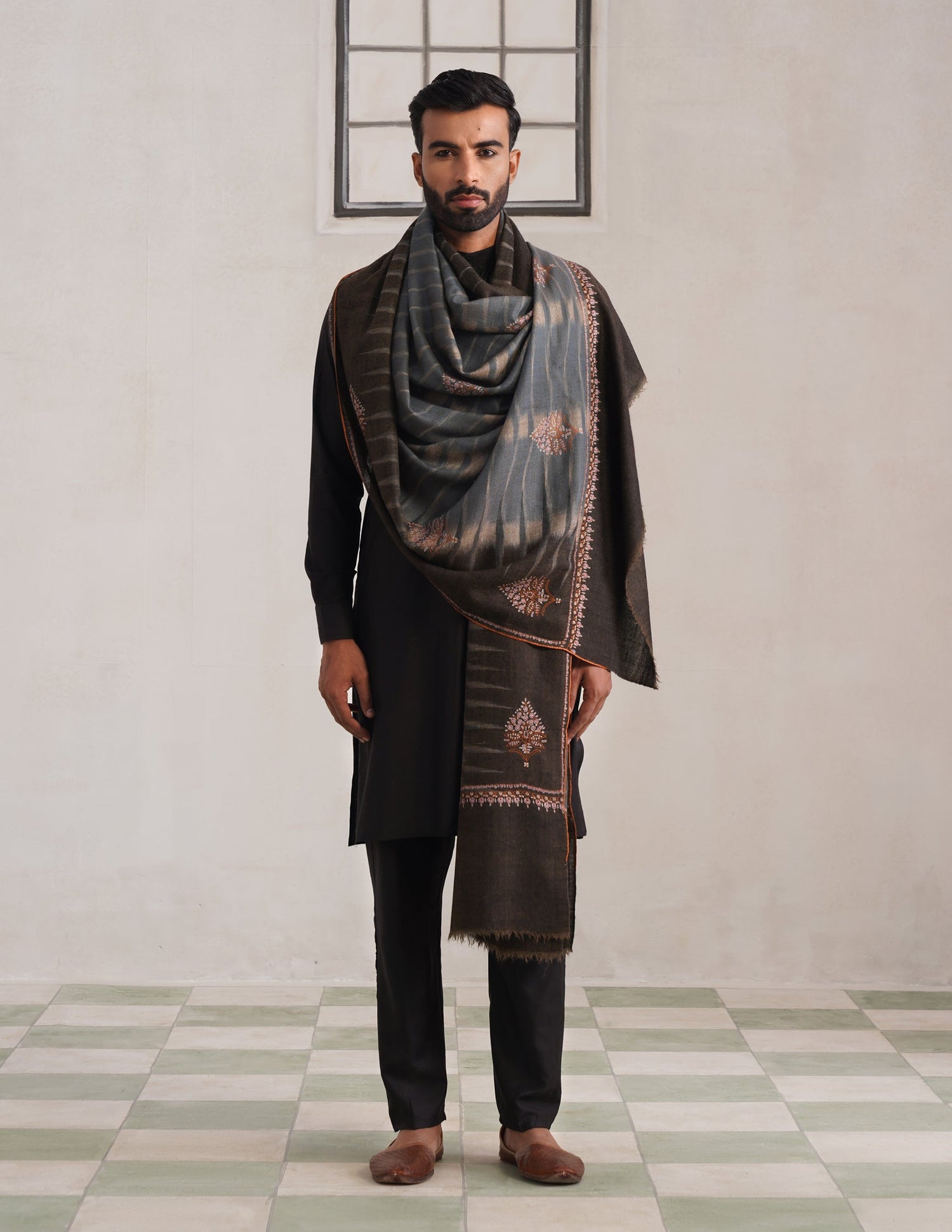 Bootidar Ikkat Design Sozni Pashmina Men&