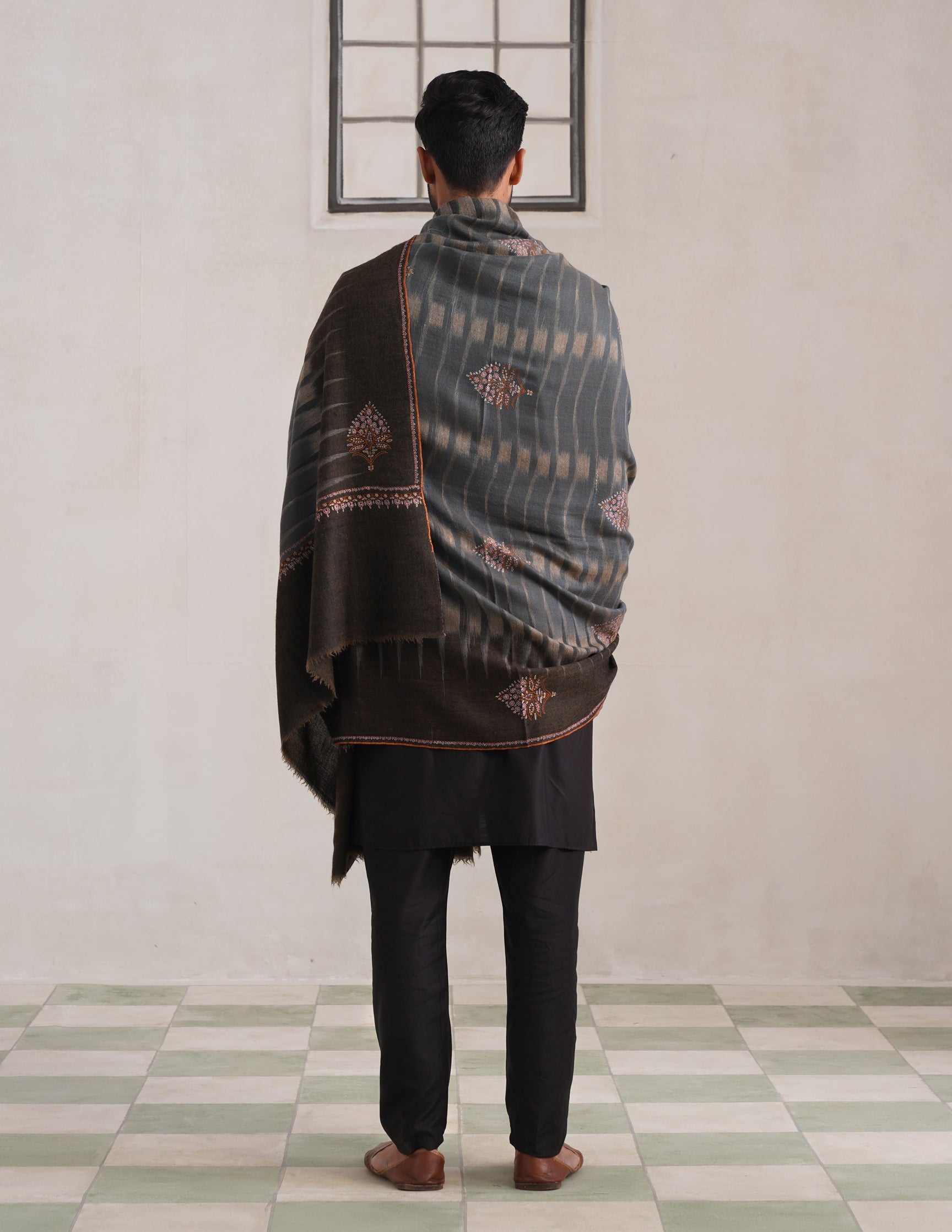 Bootidar Ikkat Design Sozni Pashmina Men&