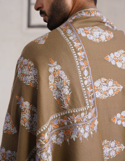 Bootidar Pashmina Shawl – Natural (Multicolour Sozni)