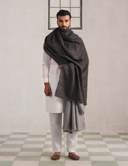 Reversible Pashmina Shawl – Grey &amp; Black