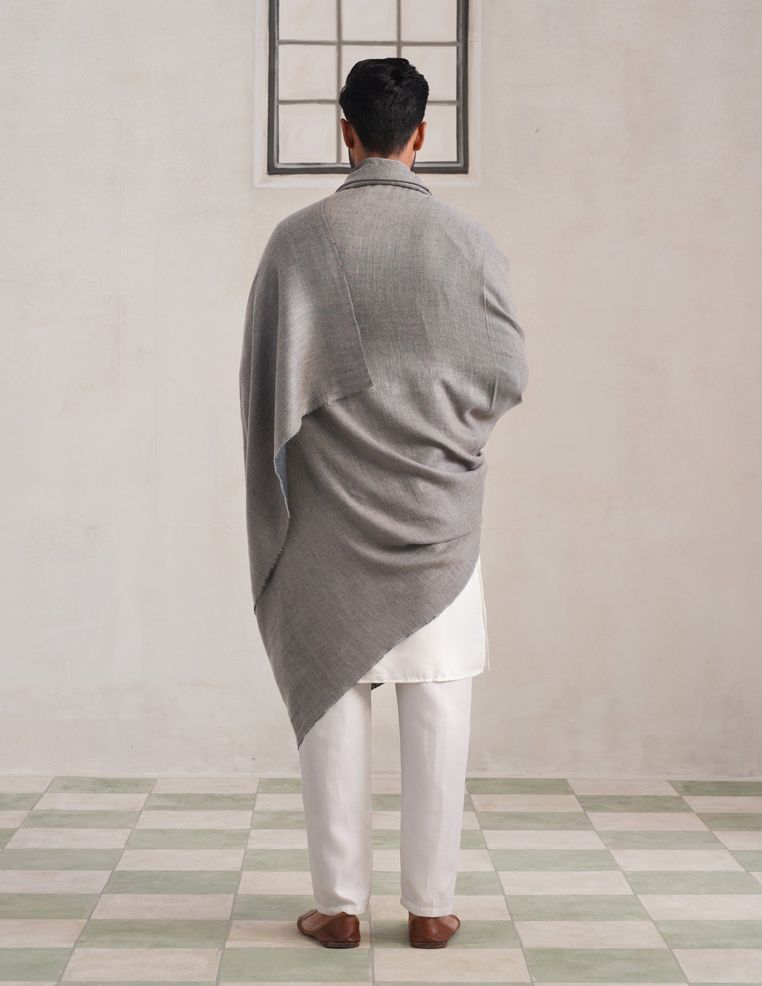 Reversible Pashmina Shawl – Grey &amp; Black