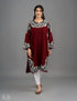 Maroon Gracious Designed Aari Embroidered Fine Wool Phiran - Kashmir Box