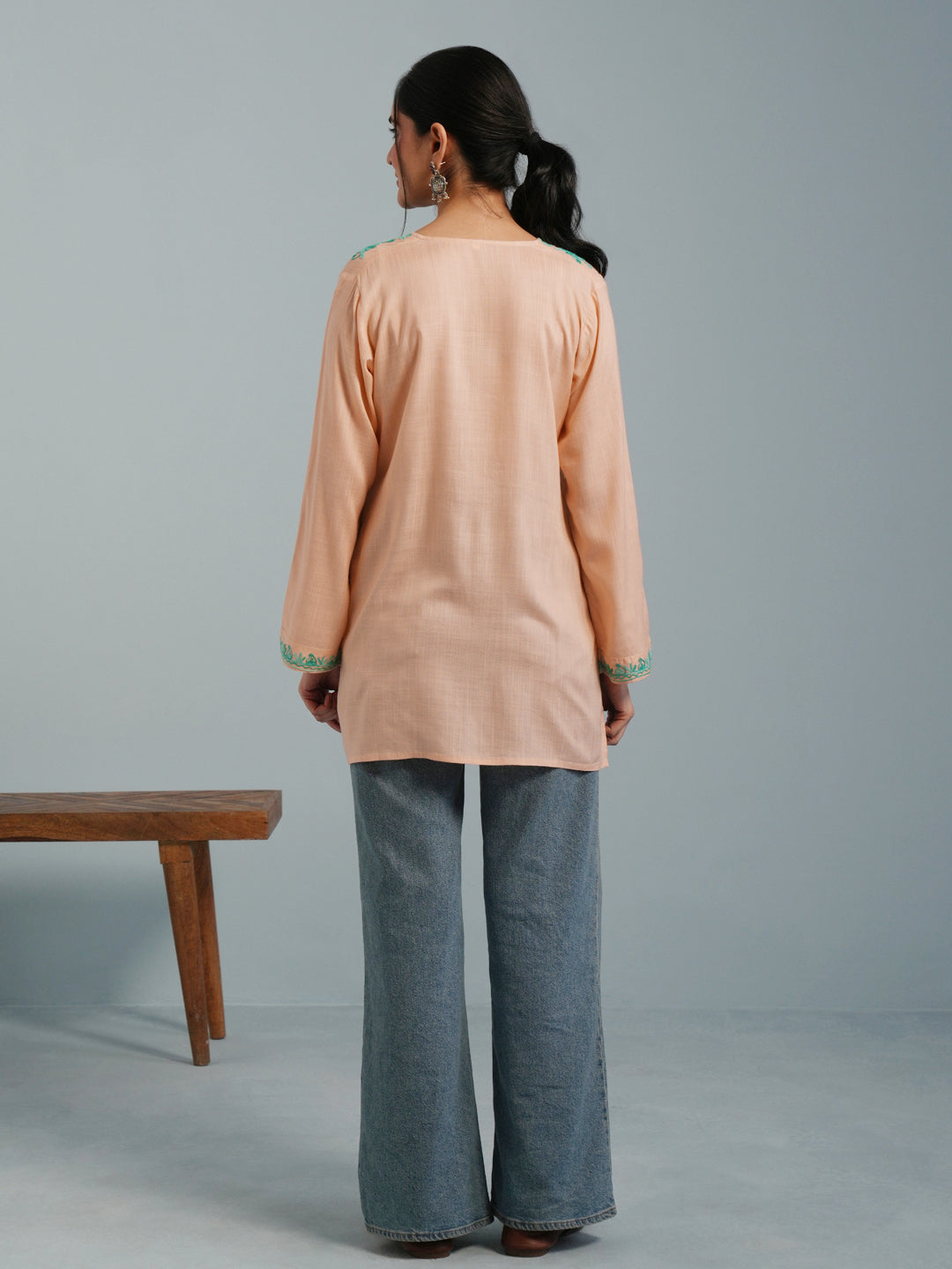 Almond  Kashmiri Aari Embroidered Rayon Kurta