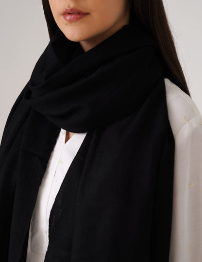 Kashmiri Handwoven Solid Cashmere Pashmina Shawl – Black | Handwoven Heritage