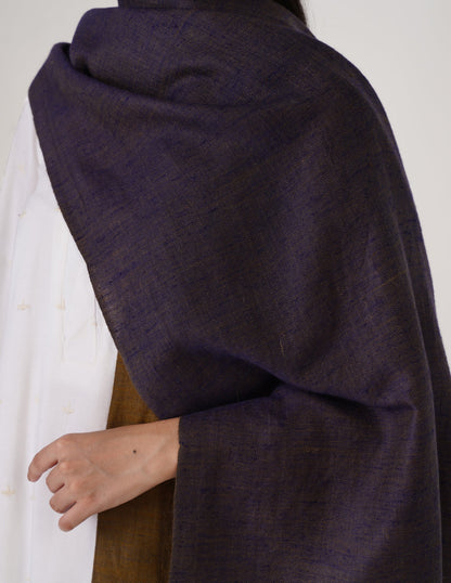 Kashmiri Handwoven Pashmina Reversible Stole – Blue &amp; Mustard | Handwoven Heritage