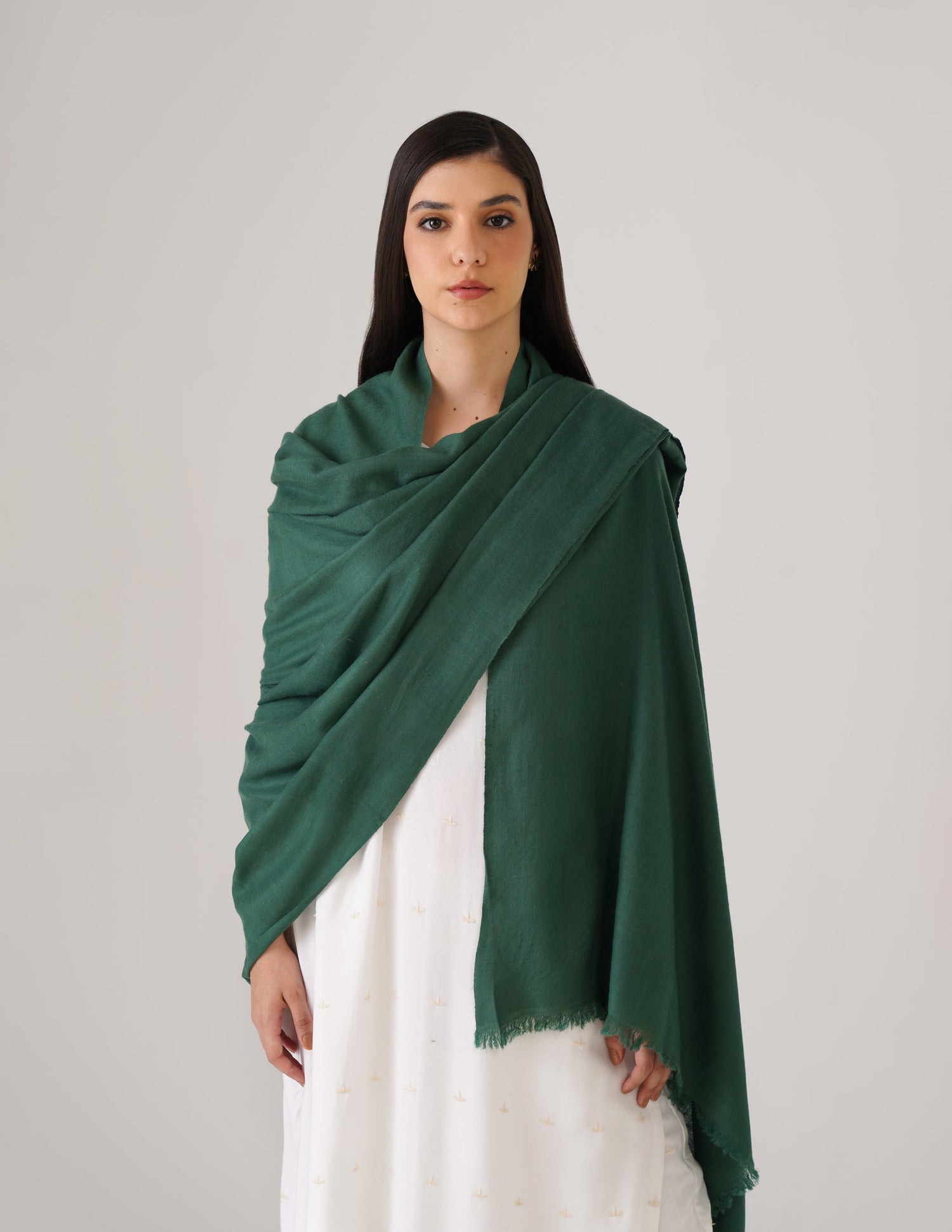 Kashmiri Handwoven Solid Cashmere Pashmina Shawl – Posy Green | Handwoven Heritage