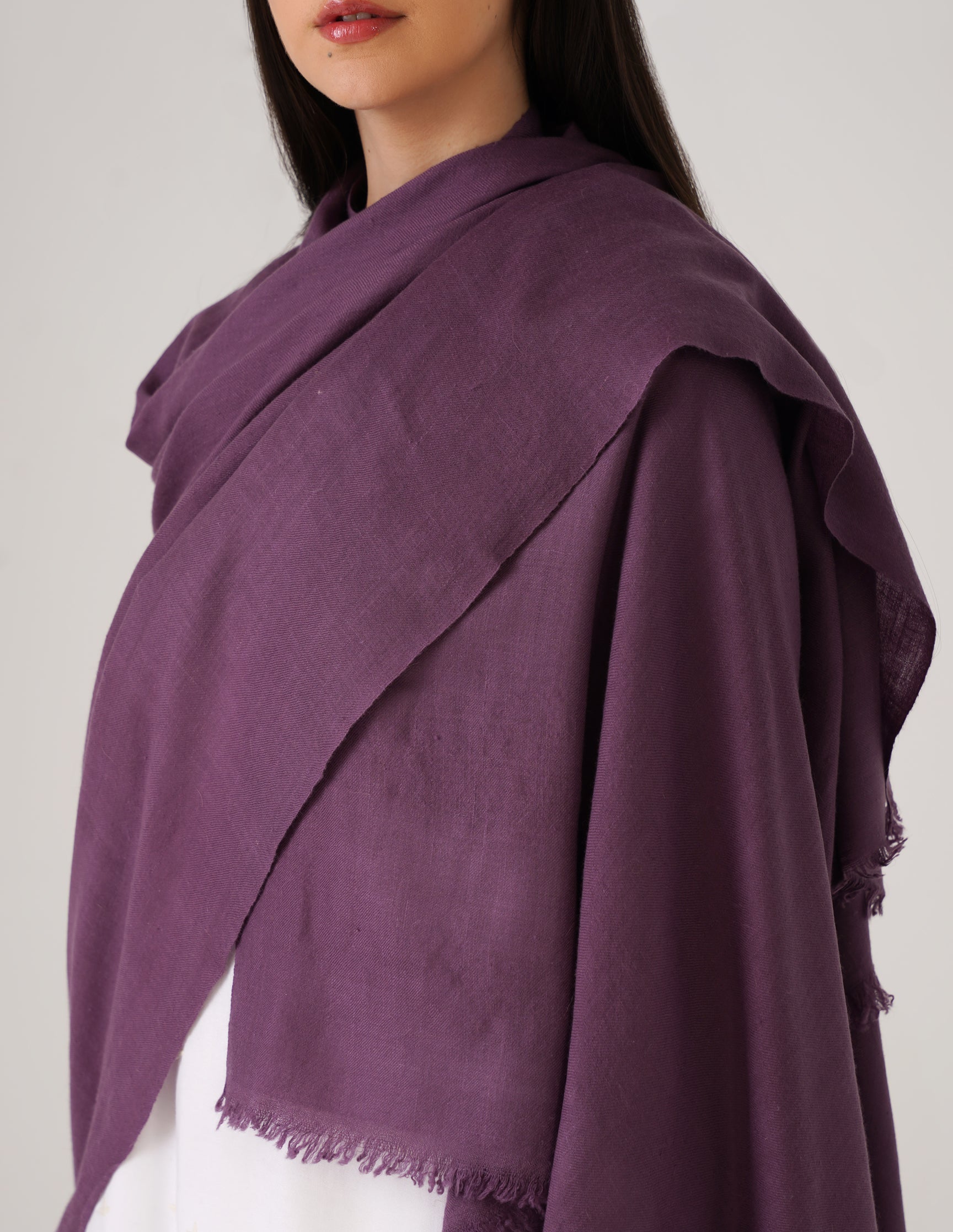 Kashmiri Handwoven Solid Cashmere Pashmina Shawl – Grape Wine | Handwoven Heritage