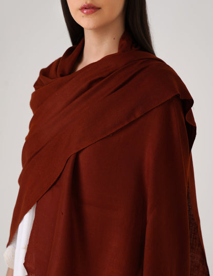 Kashmiri Handwoven Solid Cashmere Pashmina Shawl – Maroon Red | Handwoven Heritage