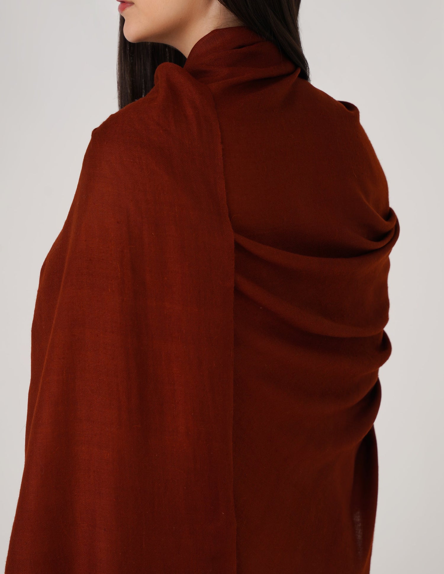 Kashmiri Handwoven Solid Cashmere Pashmina Shawl – Maroon Red | Handwoven Heritage