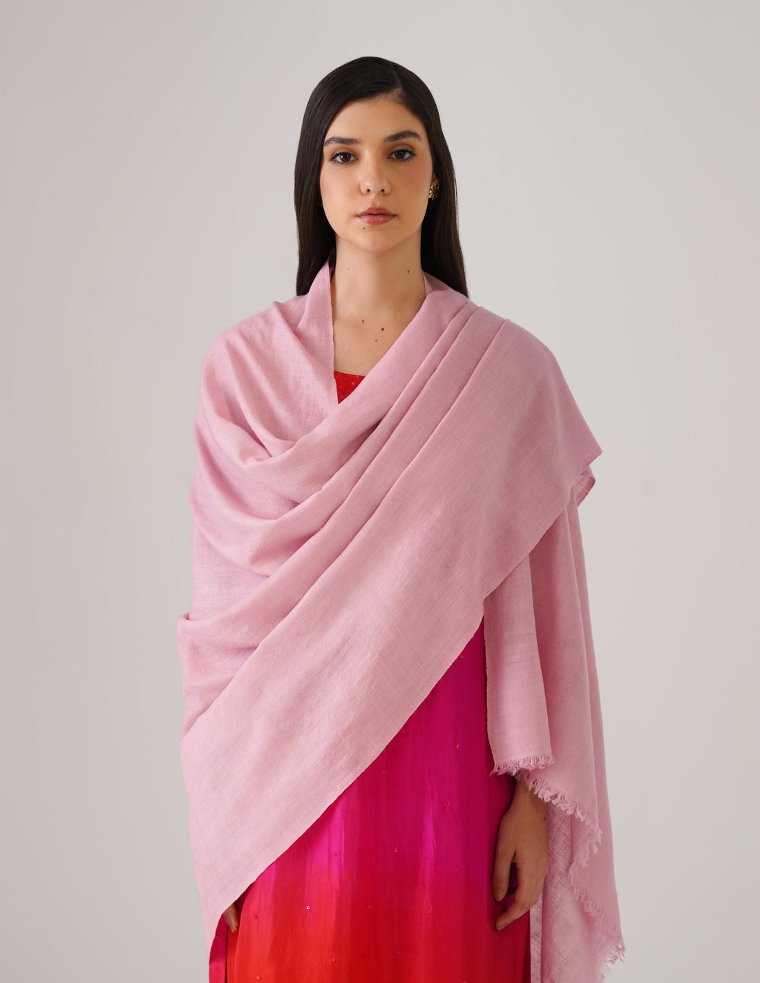 Kashmiri Handwoven Solid Cashmere Pashmina Shawl – Orchid Pink | Handwoven Heritage