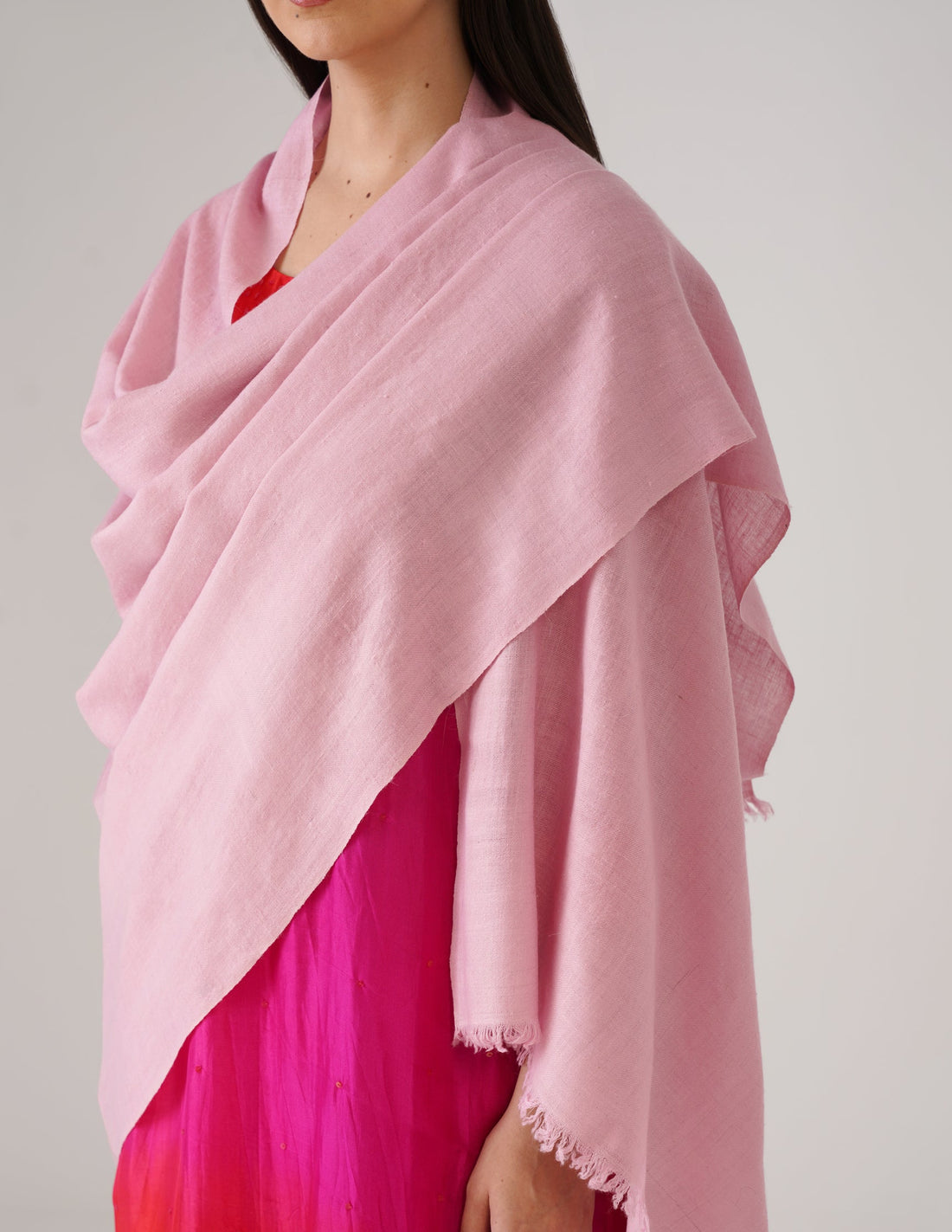 Kashmiri Handwoven Solid Cashmere Pashmina Shawl – Orchid Pink | Handwoven Heritage