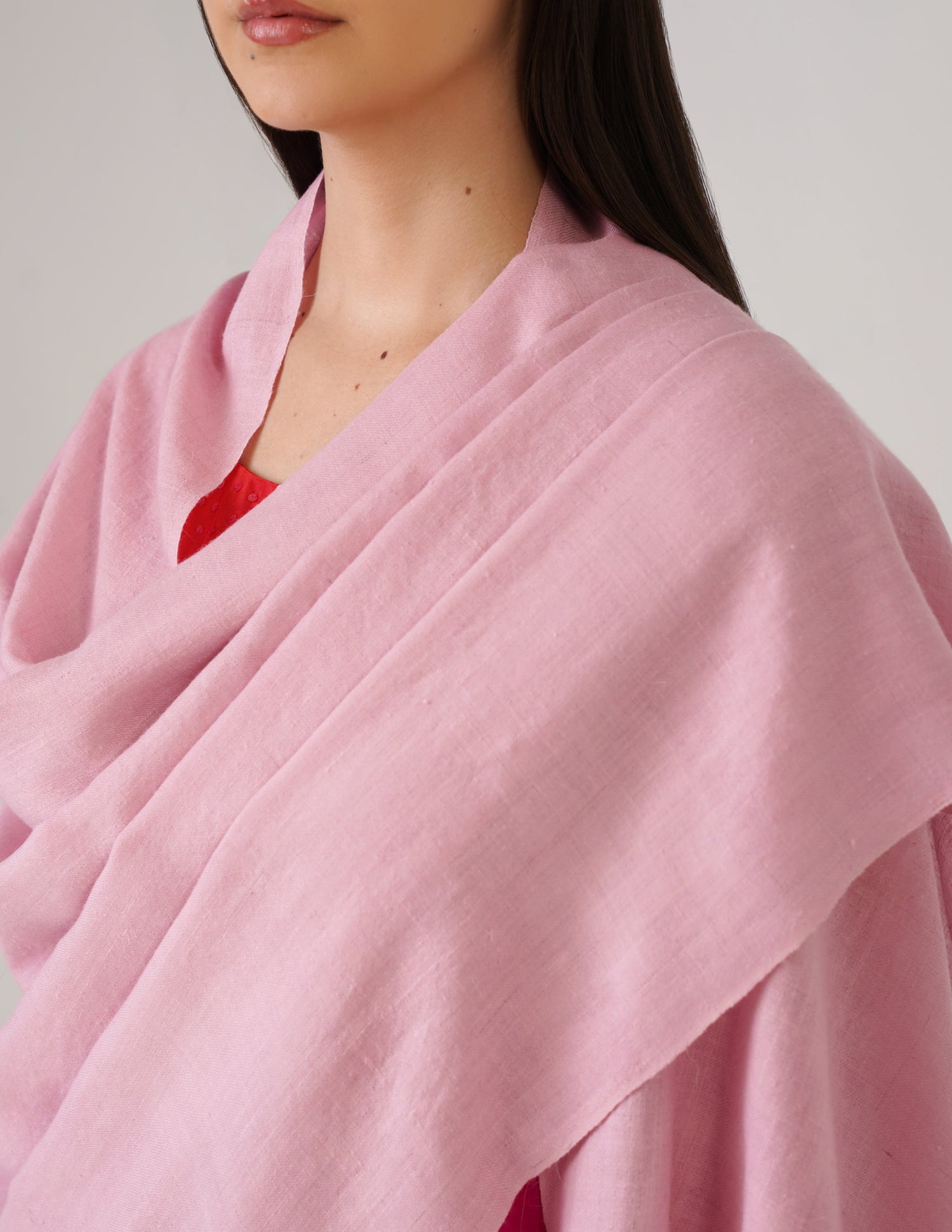 Kashmiri Handwoven Solid Cashmere Pashmina Shawl – Orchid Pink | Handwoven Heritage