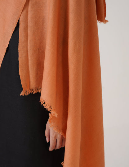 Kashmiri Handwoven Solid Cashmere Pashmina Shawl – Peach | Handwoven Heritage